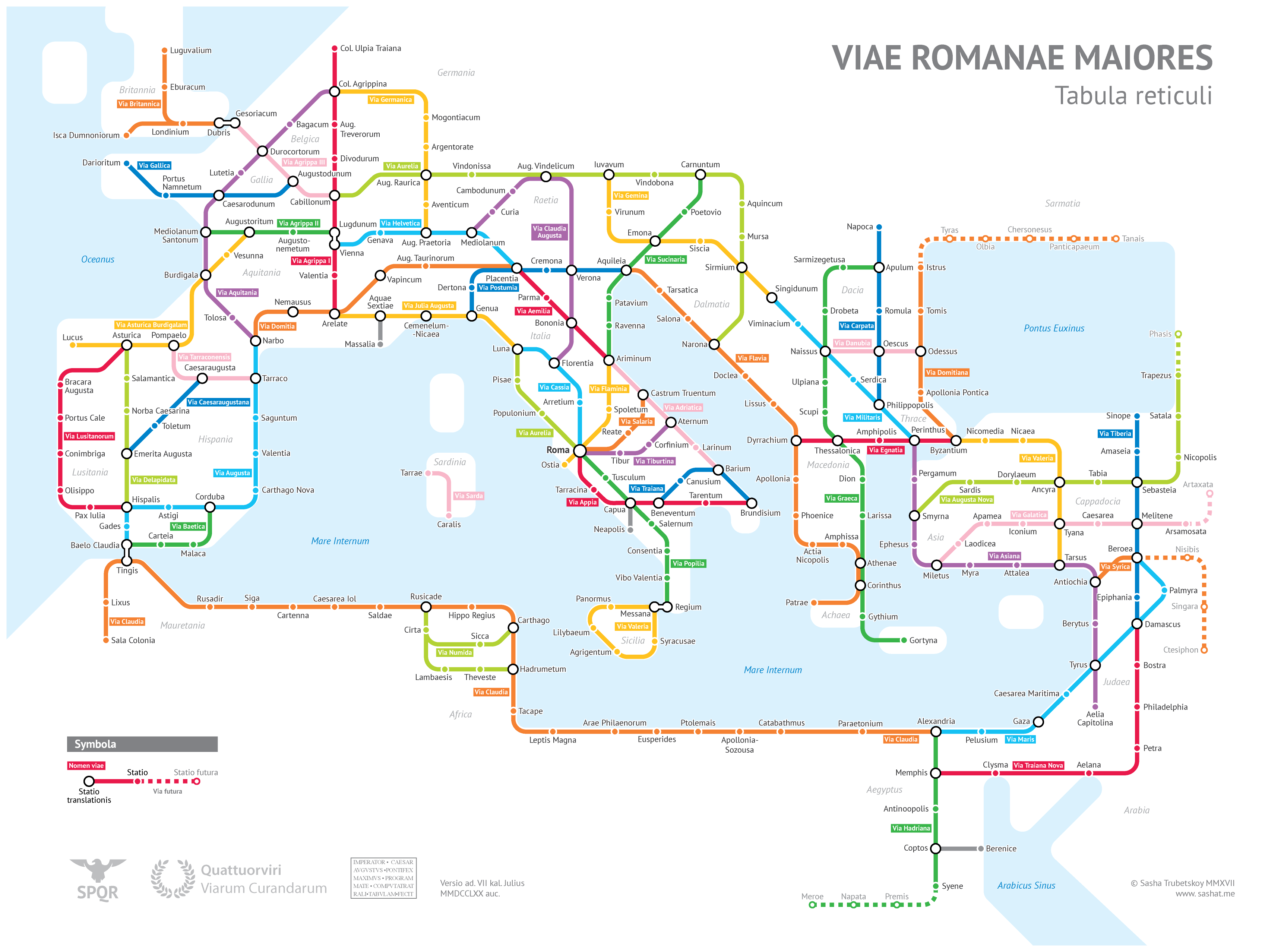 ancient roman road subway tube map