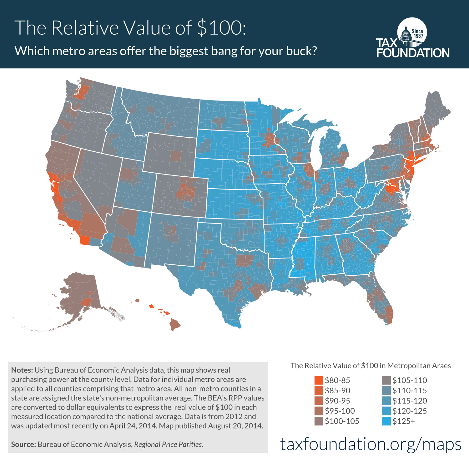 The Value of $100 by County