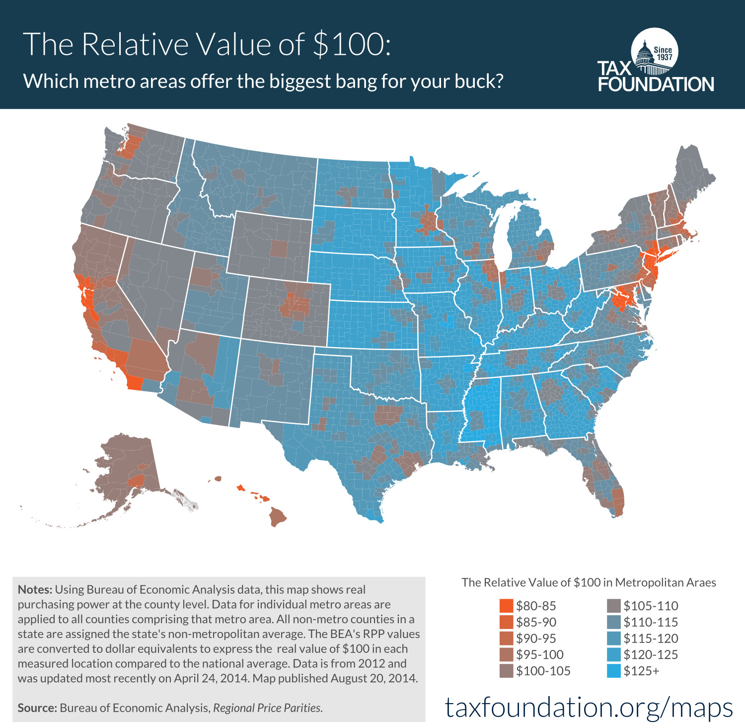 Infographic  The Value of  100 in Each U S  State and County - 7