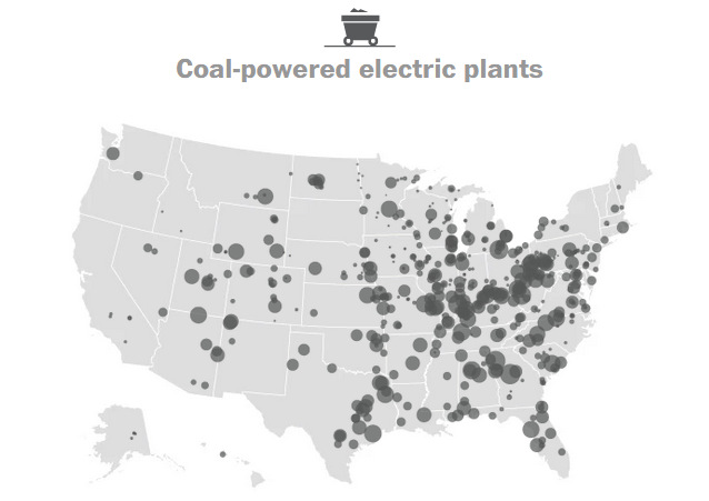 Coal power plants map