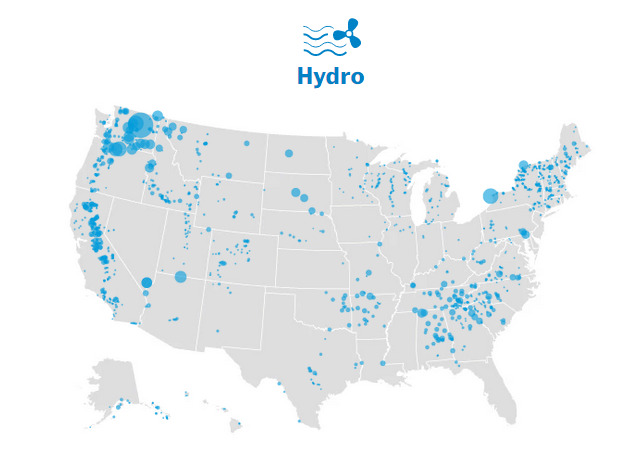 Hydro power plants map
