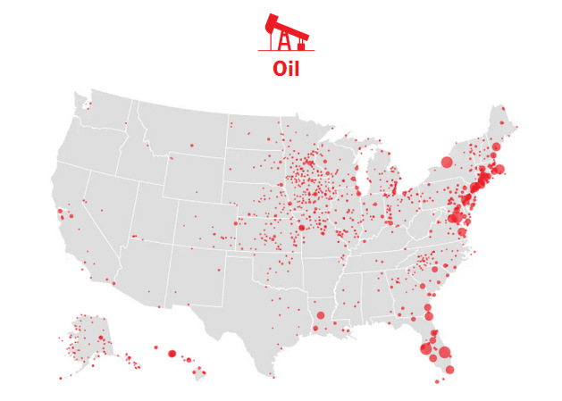 Oil power plants map