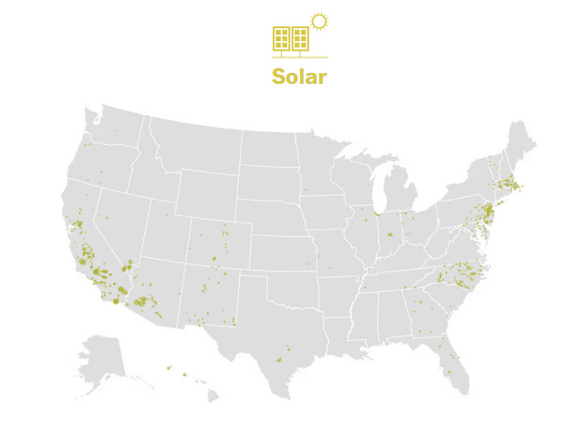 Solar power plants map