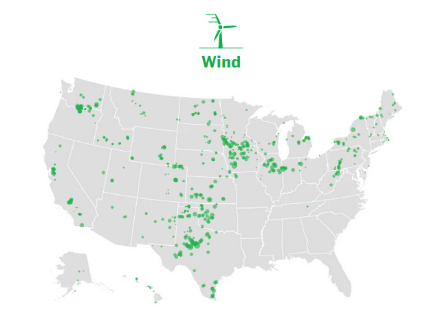 Wind power plants map