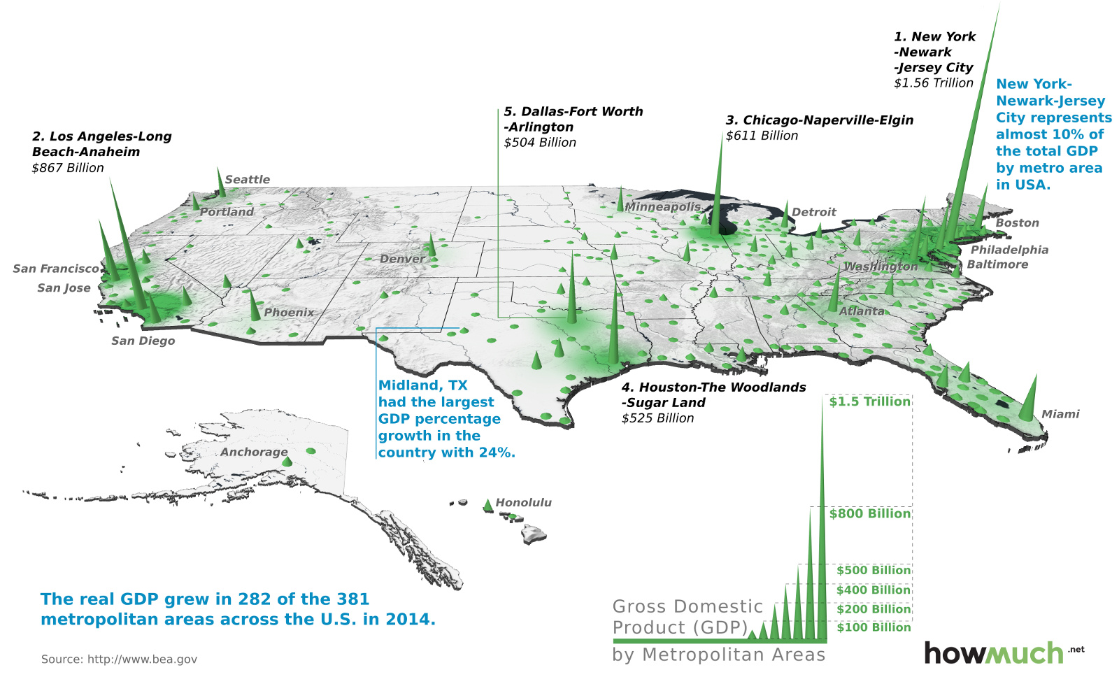 This Stunning 3D Map Shows U.S. Economic Contribution by City