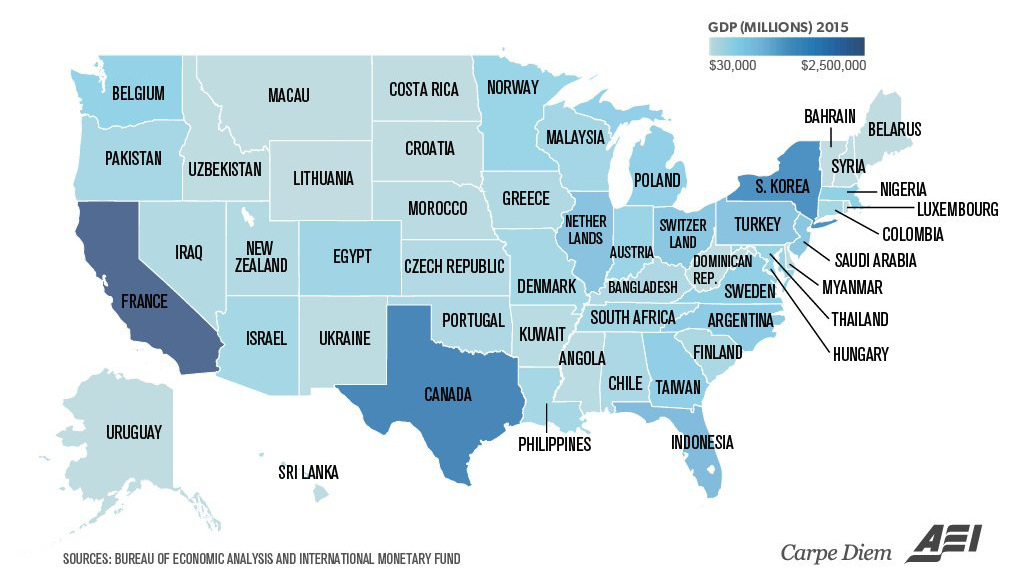 U.S. States Renamed for Countries With Similar GDPs