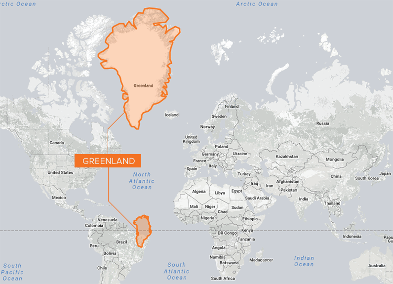 Distorsión del mapa de Groenlandia