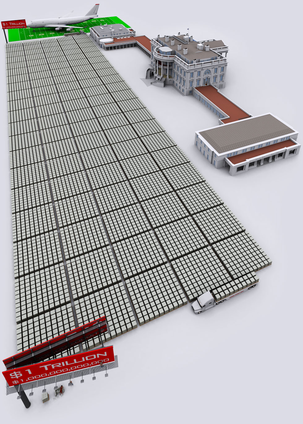 $9 Trillion of U.S. Debt Visualized Using Stacks of $9 Bills