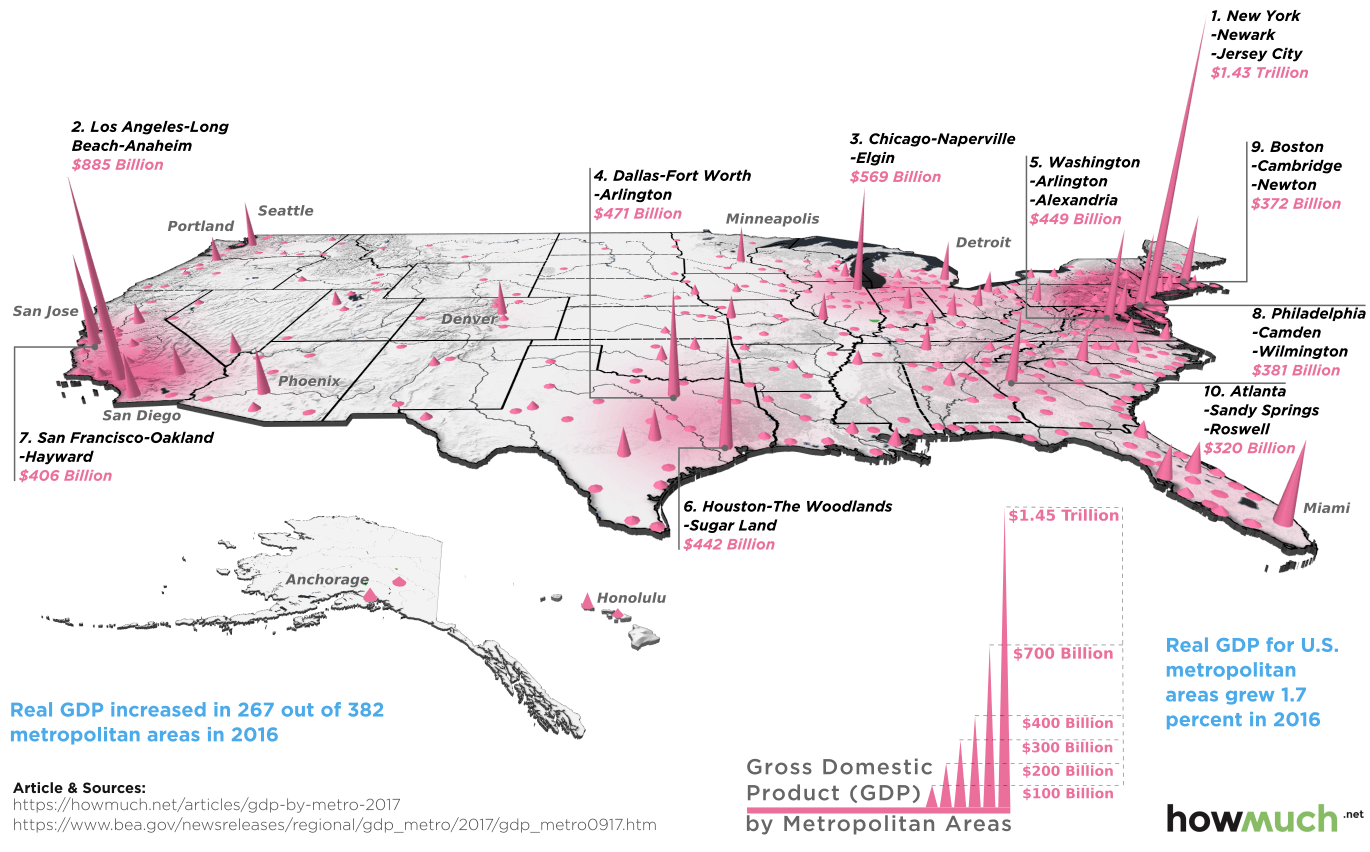 Map: Economic Might by U.S. Metro Area