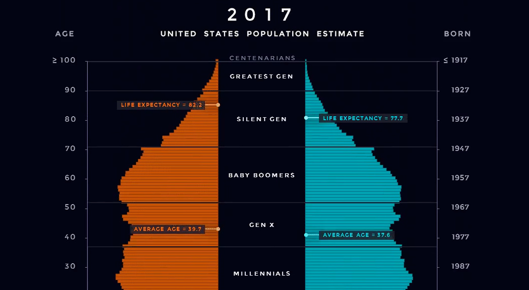 Animation U.S. Population Pyramid From 19802050