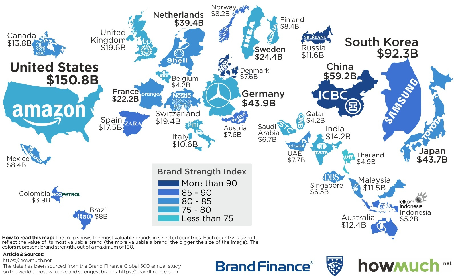 Map: The Most Valuable Brand in Each Country in 2018