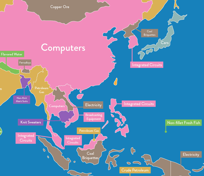 This Giant Map Shows the Top Export of Every Country - 43