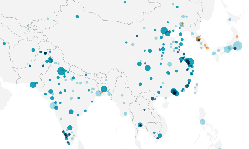 China and India cities