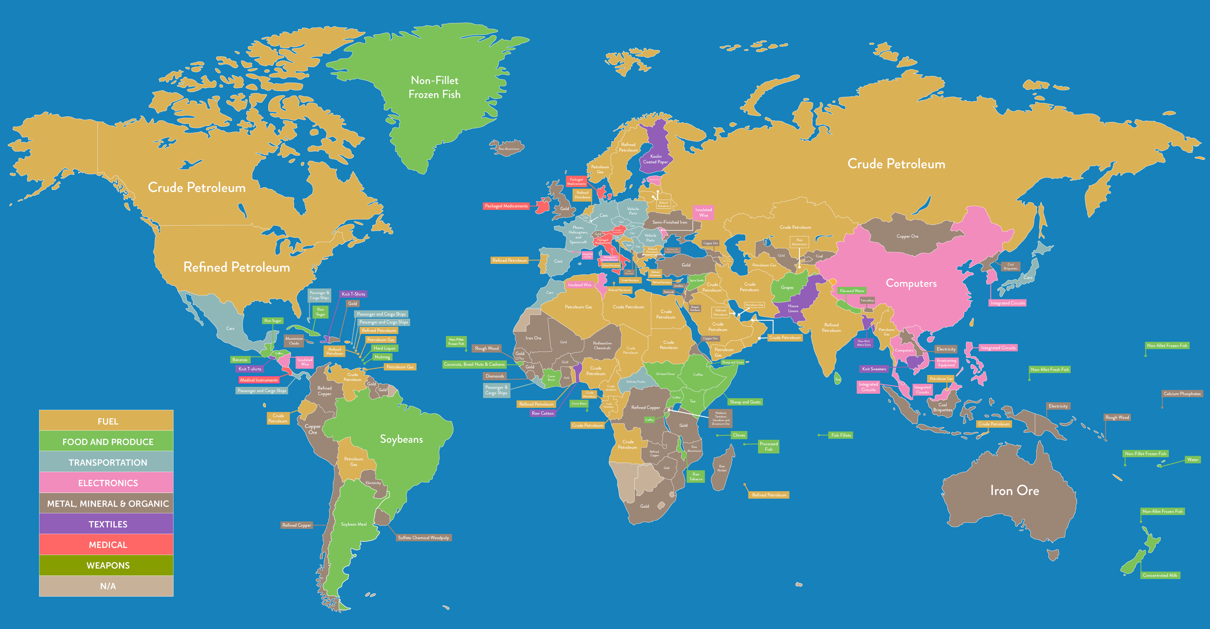 This Giant Map Shows The Top Export Of Every Country