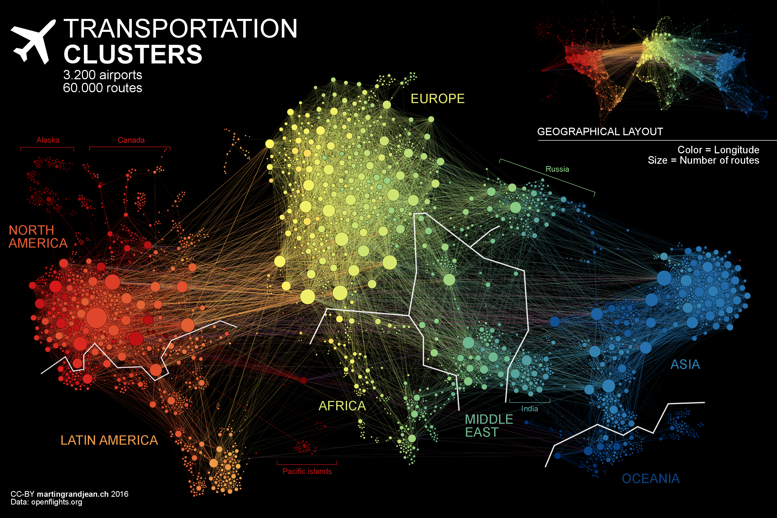 A Network Map of the World's Air Traffic Connections