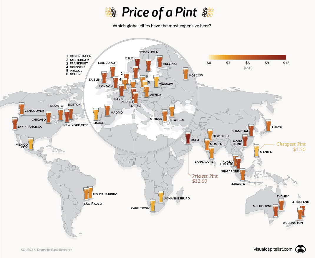 Mapping the Price of Beer Around the World