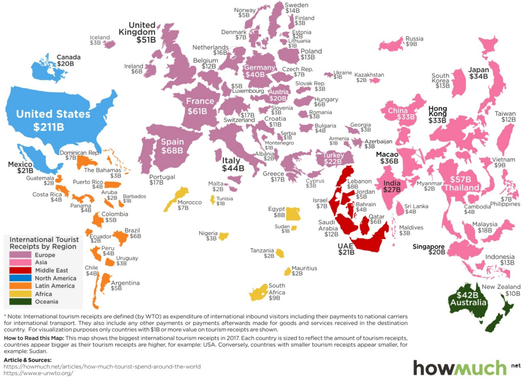 Map: The World's Top Countries for Tourism