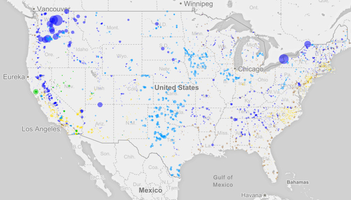 Renewables power plants in the U.S.