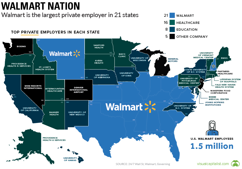 Walmart Map: The Biggest Employers in United States