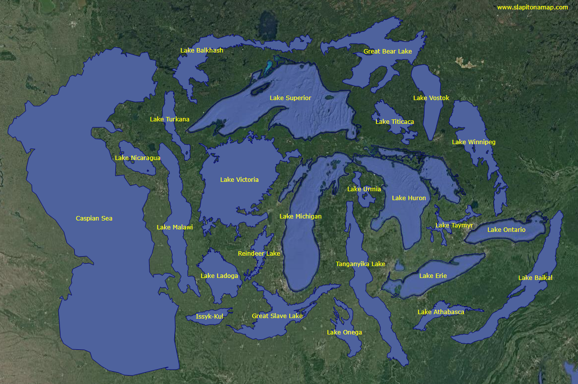 The World's 25 Largest Lakes, Side by Side