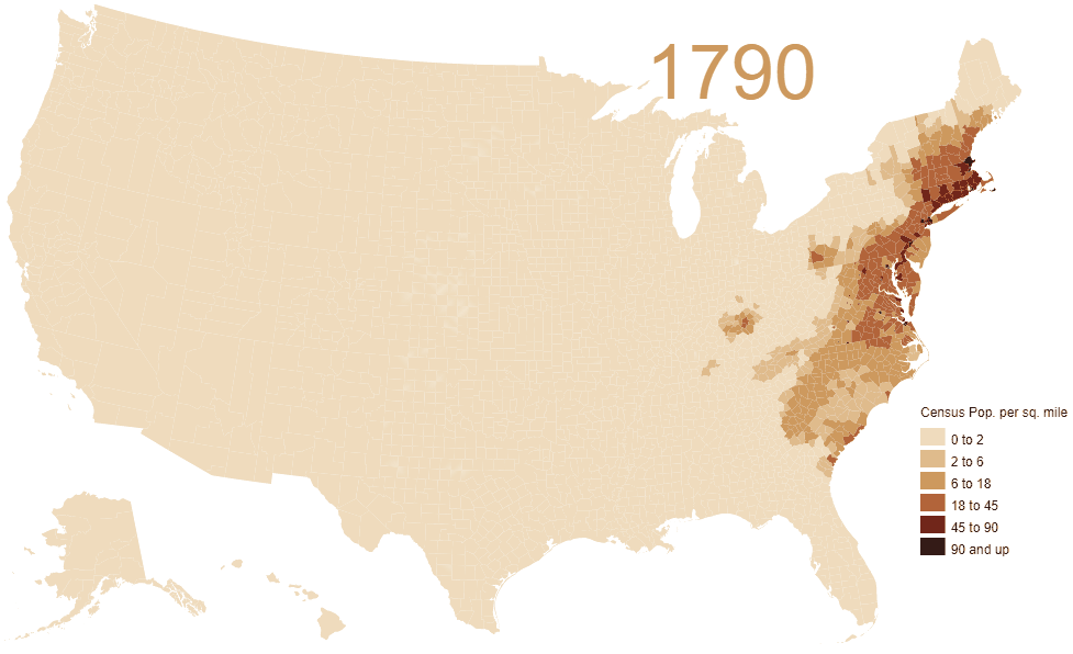 Visualizing 200 Years of U.S. Population Density