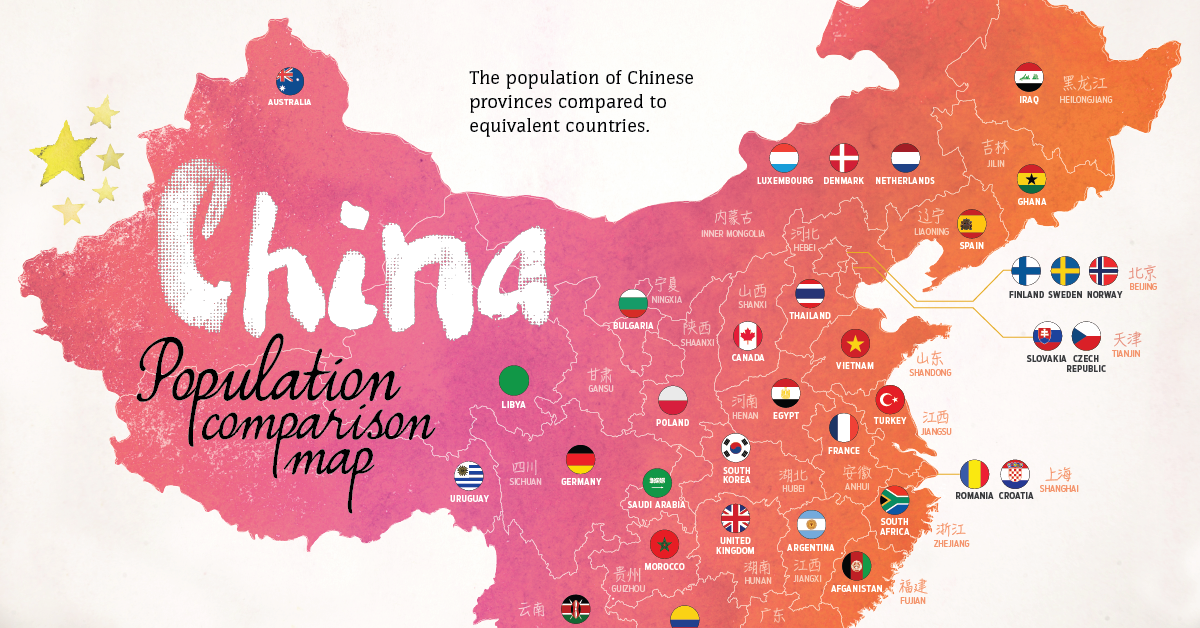 Map: China's Provinces Rival Countries in Population Size