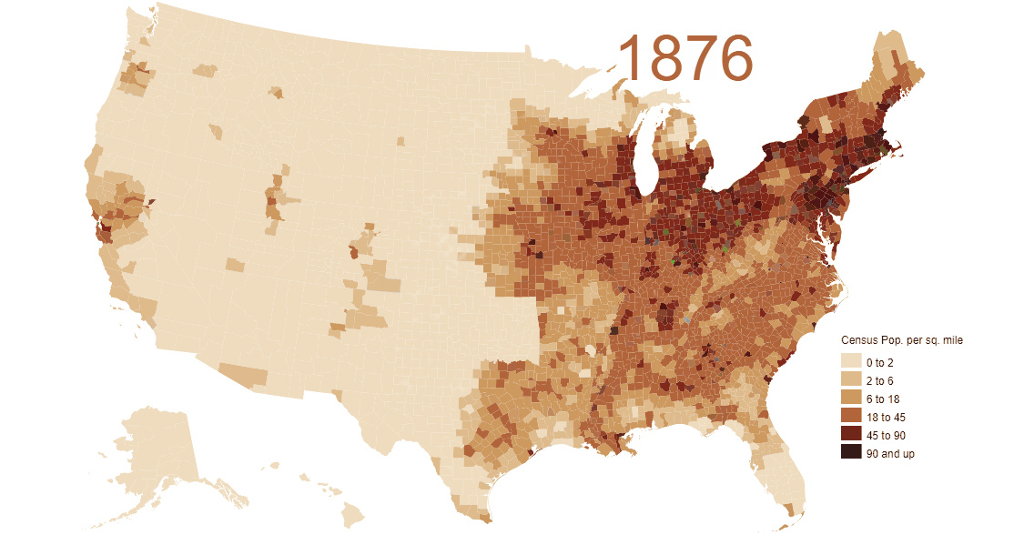 us map based on population Animated Map Visualizing 200 Years Of U S Population Density us map based on population