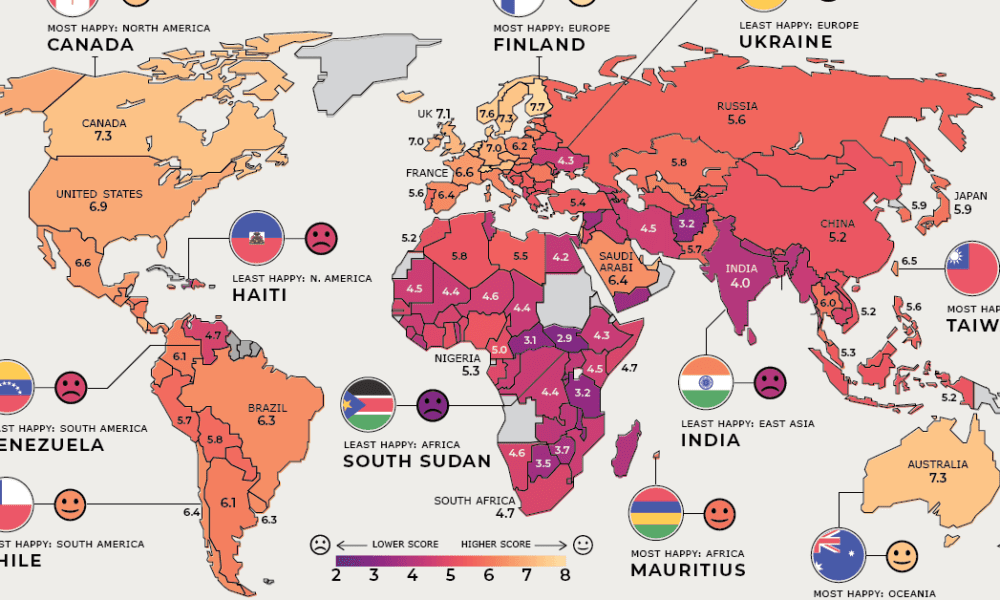 Visualizing The Happiest Country On Every Continent