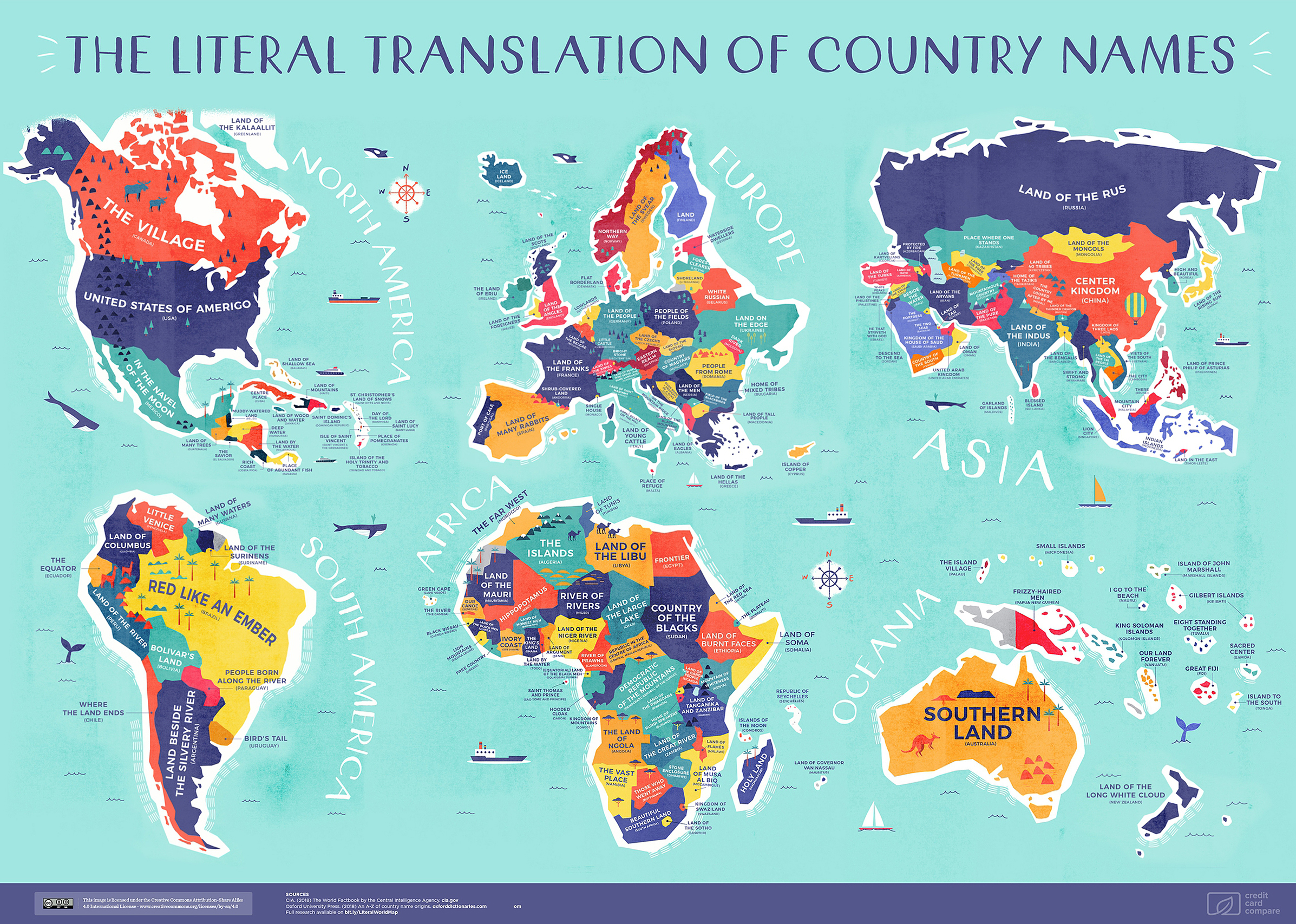 Literal Country Names Map