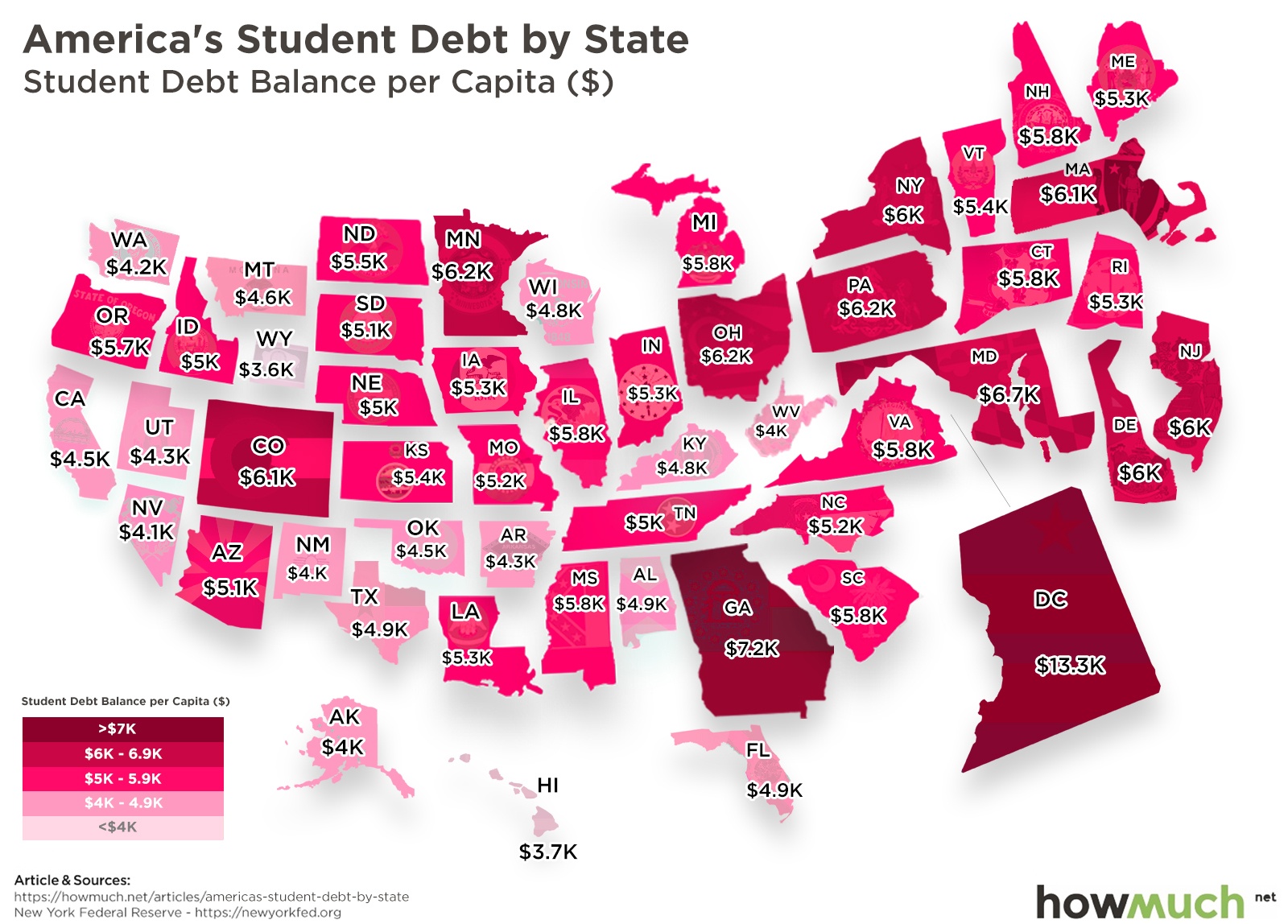 Student Debt Per Capita by State 