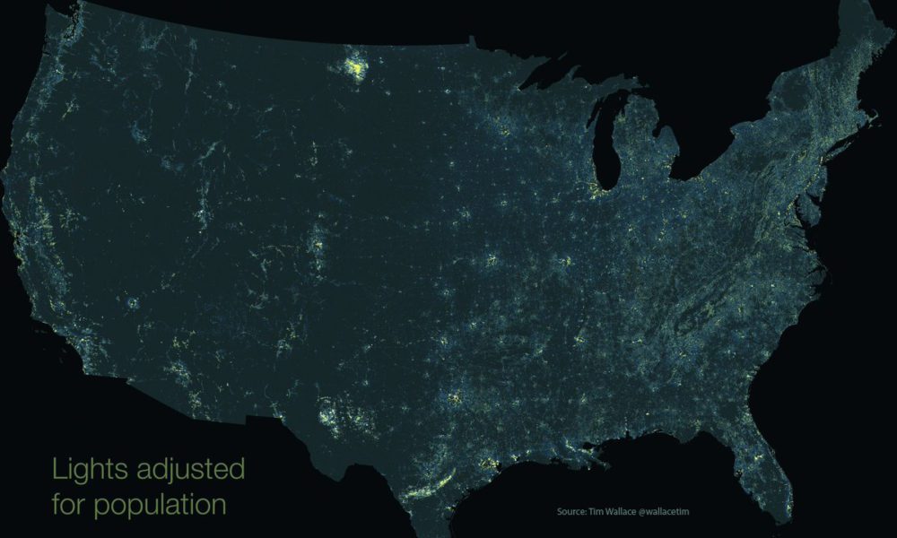 Dark Skies Light Pollution Map Invisible Stars: Mapping America's Rural Light Pollution
