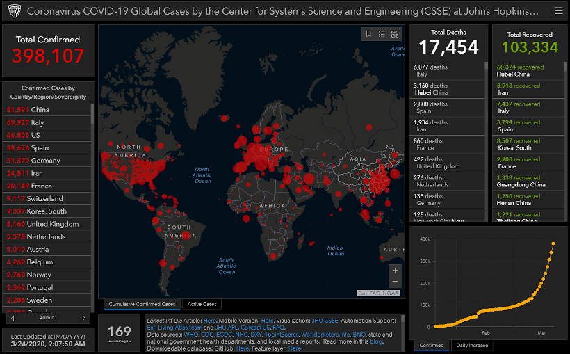 Johns Hopkins: Real-time Coronavirus Map