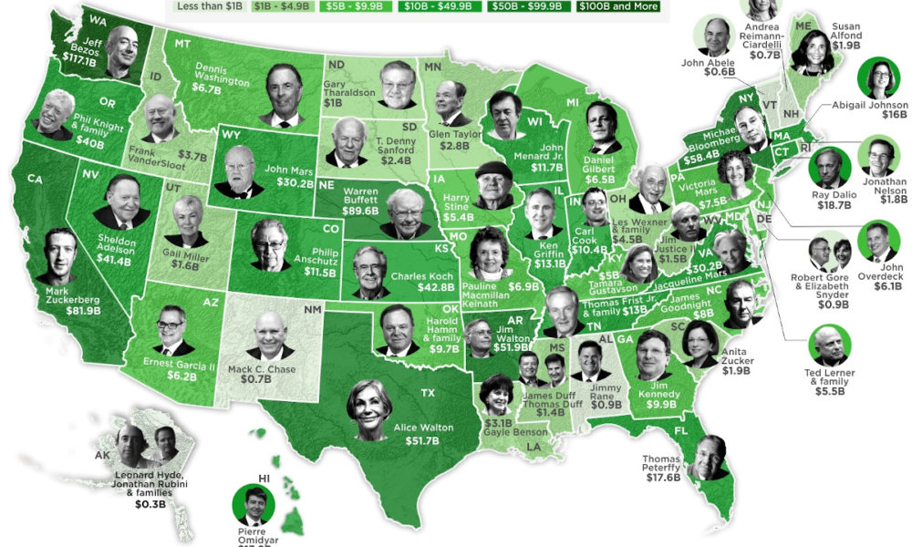 Mapped: The Wealthiest in Every U.S. State 2020