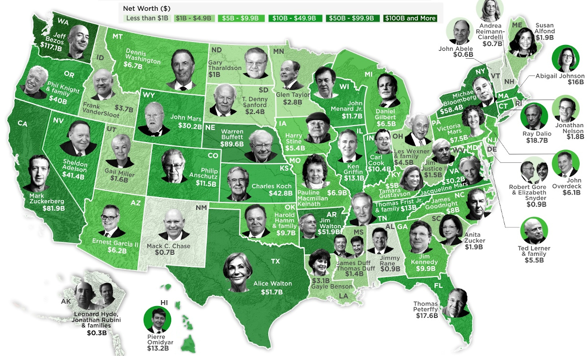 Mapped The Wealthiest Person In Every U S State In 2020