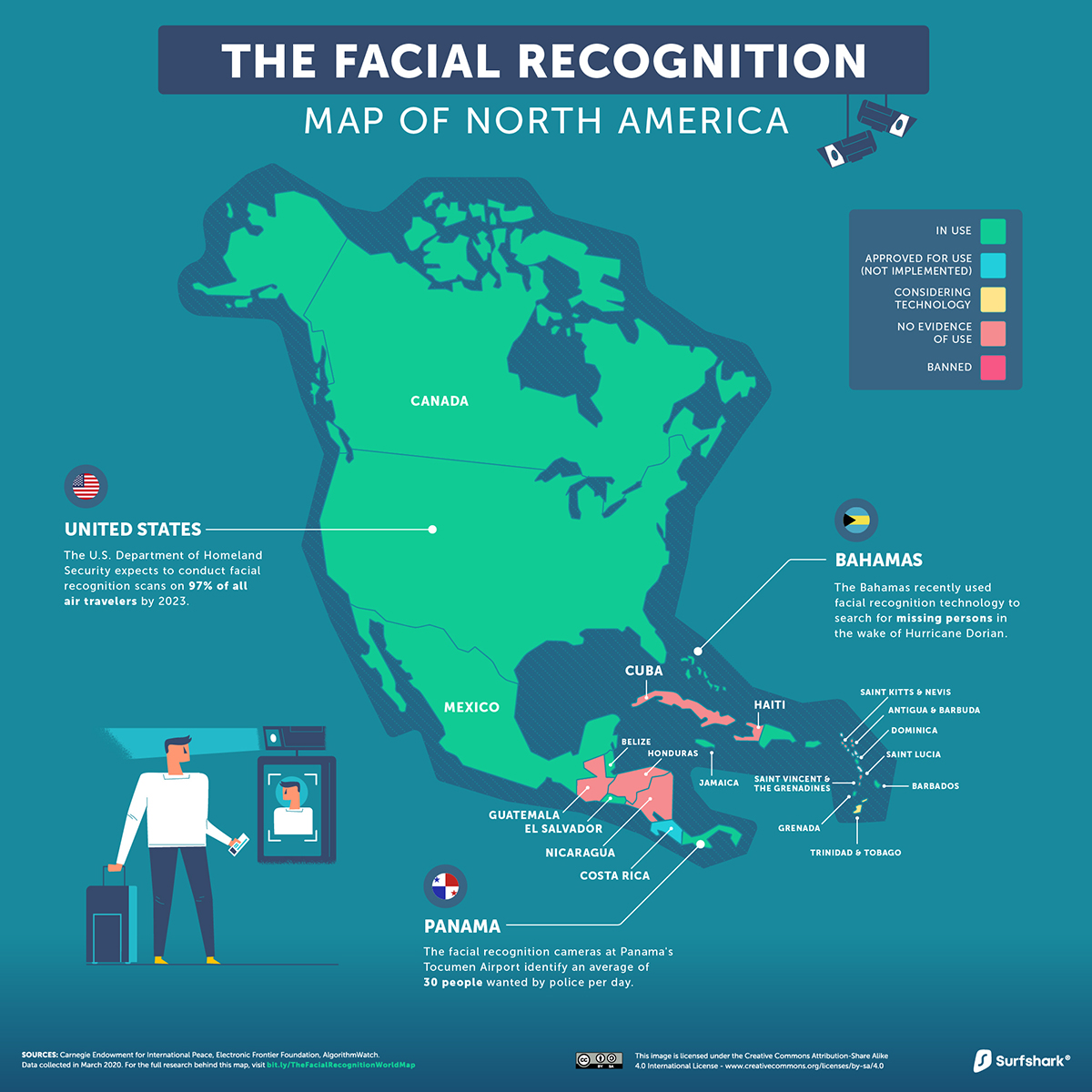 Facial Recognition North America Map