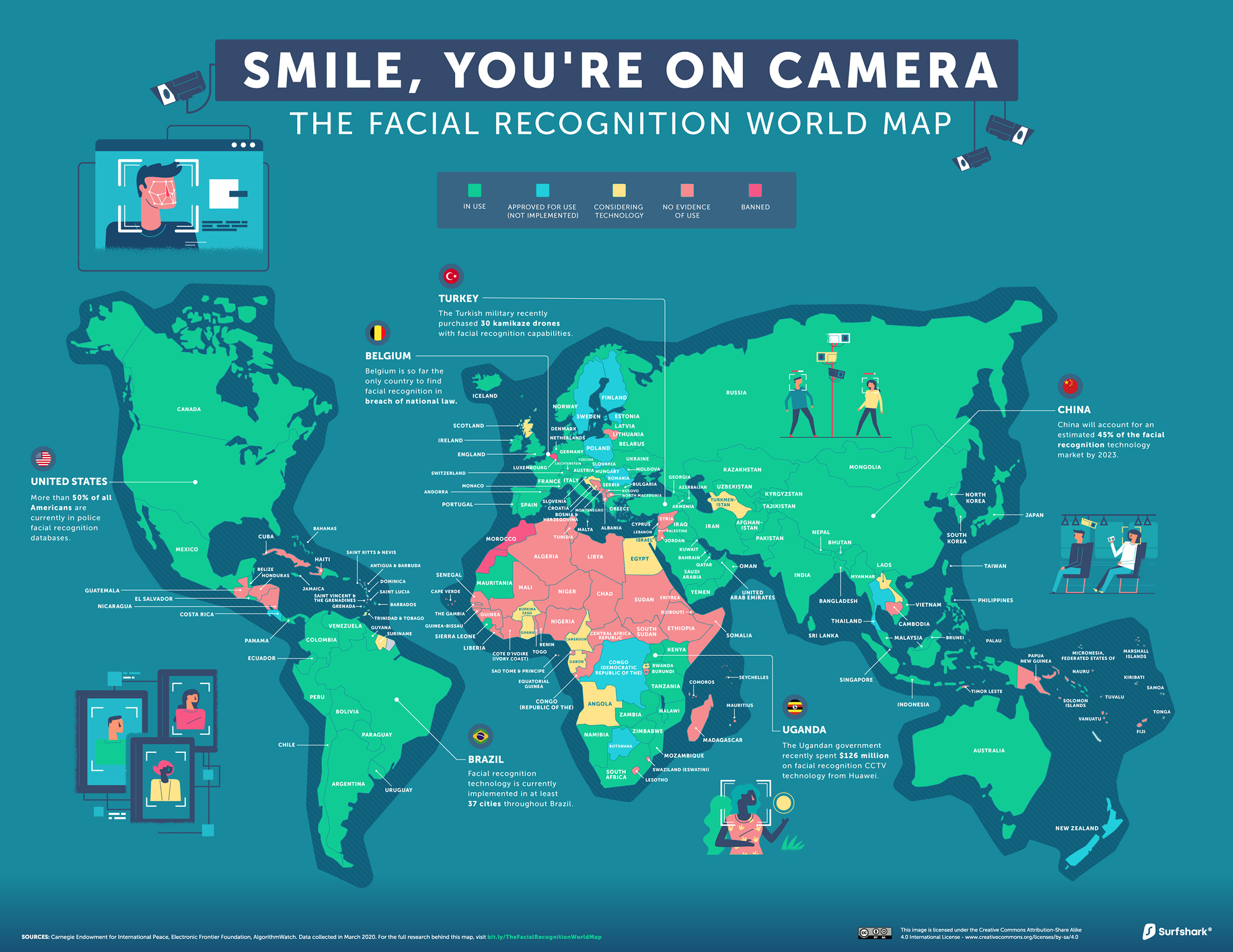 Facial Recognition World Map - Full Size