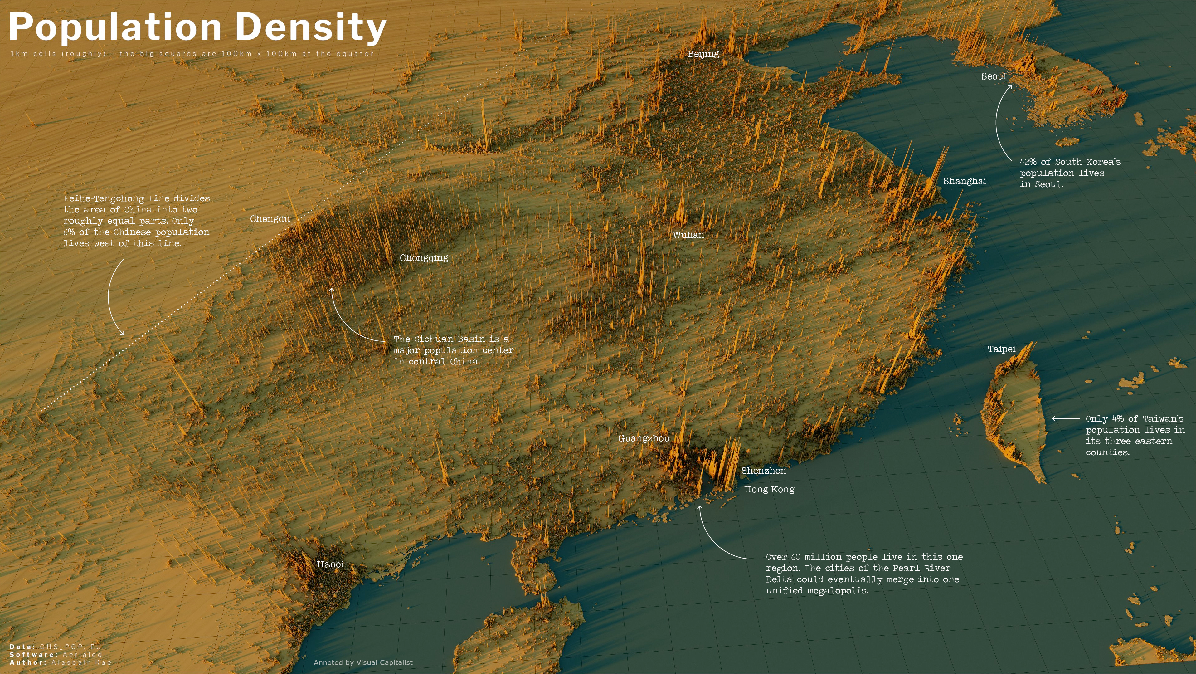 Map of China Population Density - Full Map
