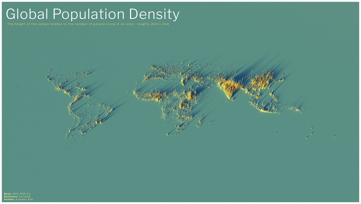 3D World Population Density Map