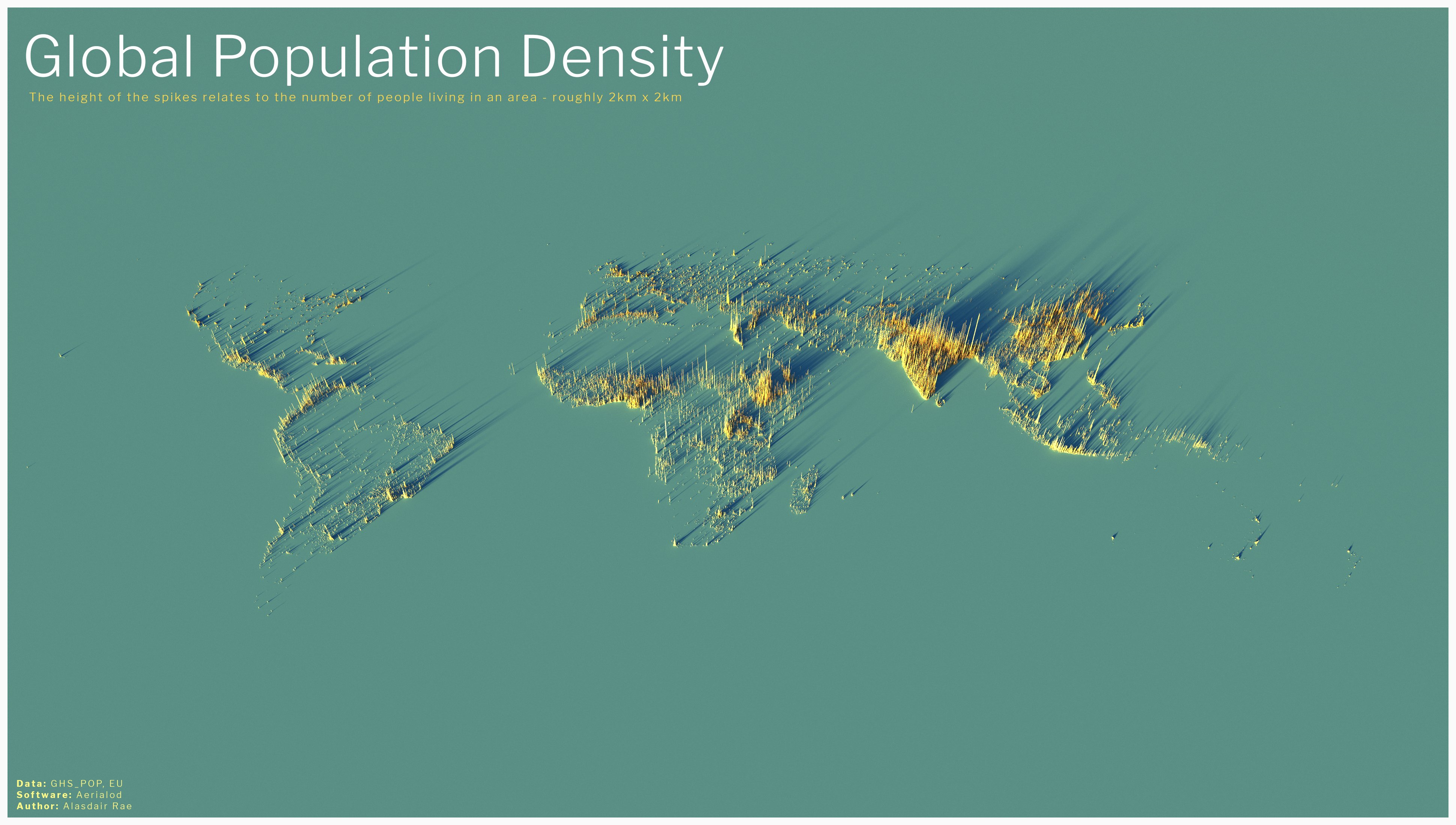 Map of Global Population Density - Full Map
