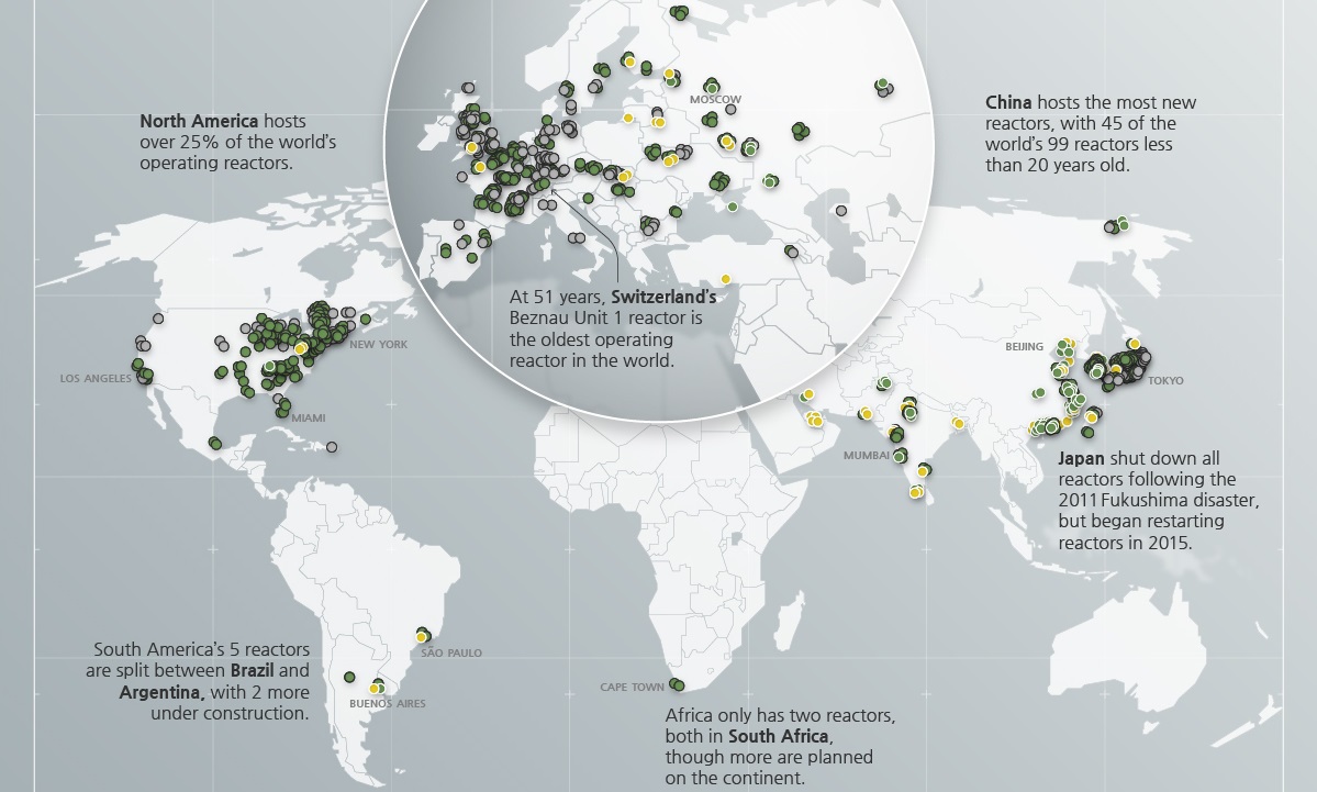 Mapped: Visualizing the World's Nuclear Reactor Landscape