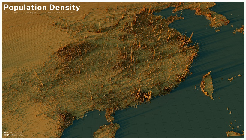 3D Map  The World s Largest Population Density Centers - 99