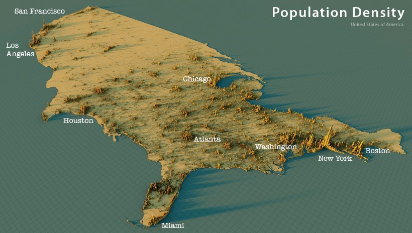 3D Map  The World s Largest Population Density Centers - 37