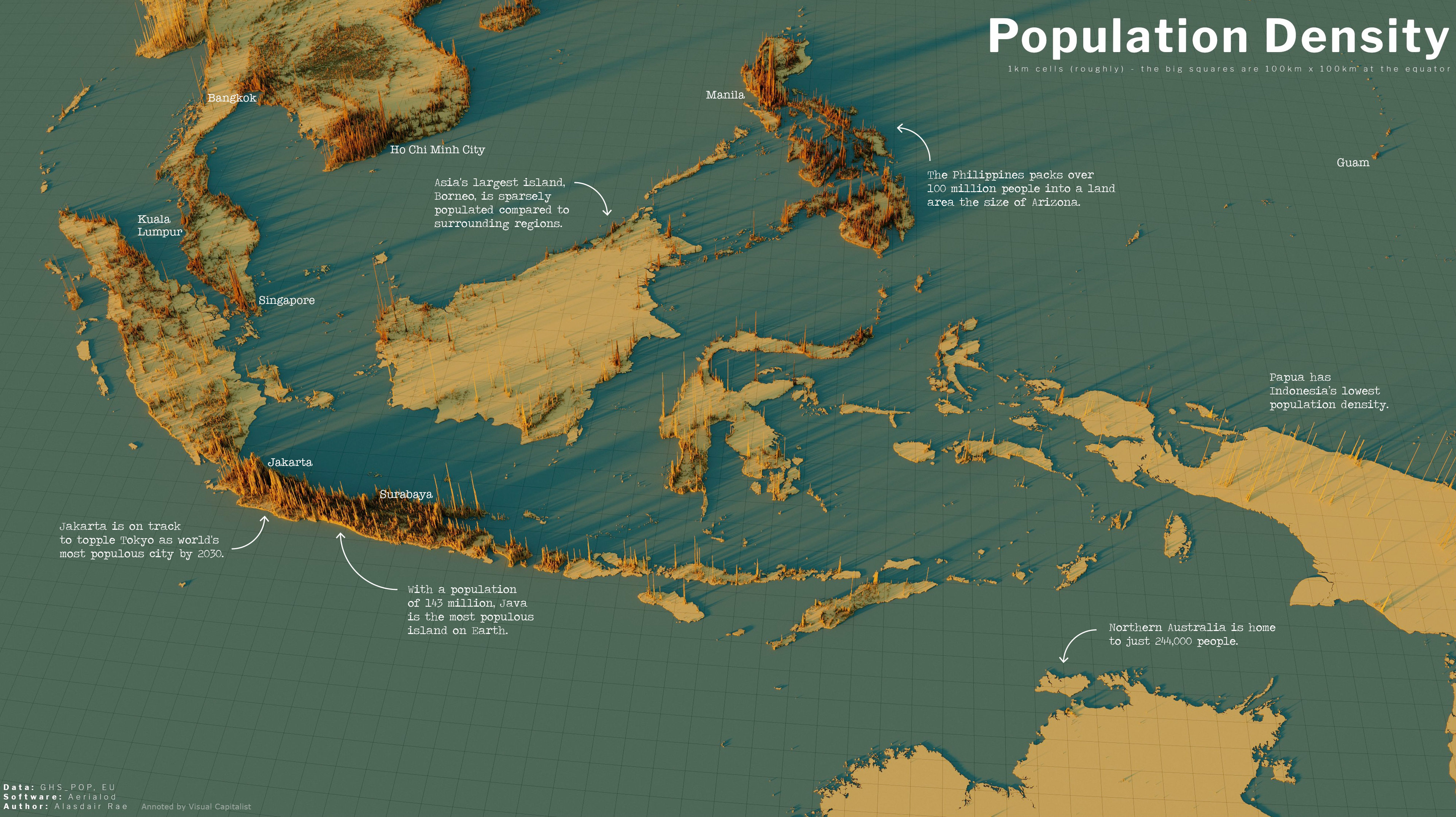 Map of Southeast Asia Population Density - Full Map