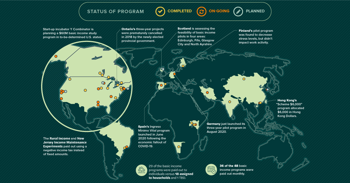 Mapped: Where Basic Income Has Been Tested Worldwide