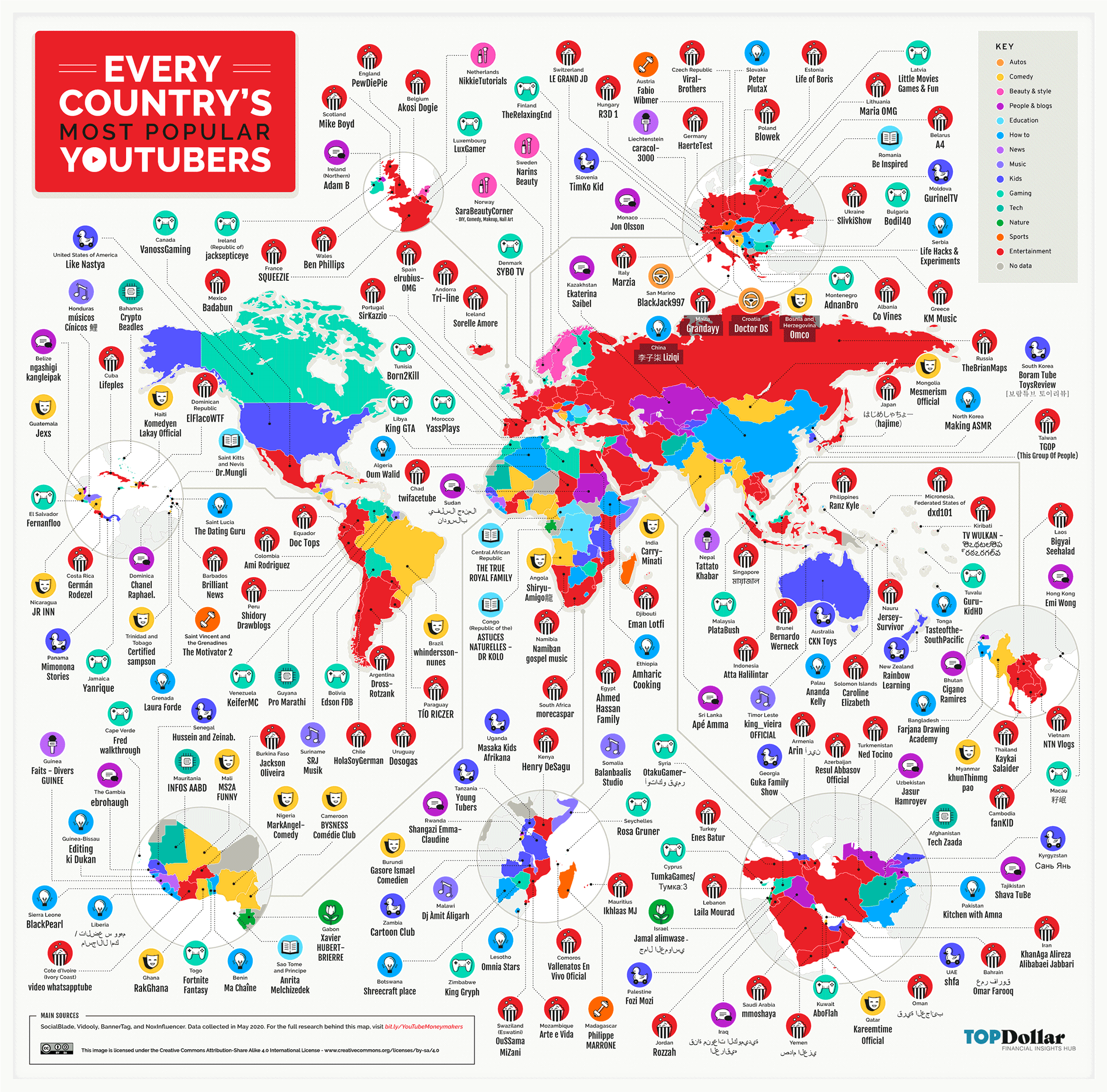Who's the Most Popular r in Every Country?