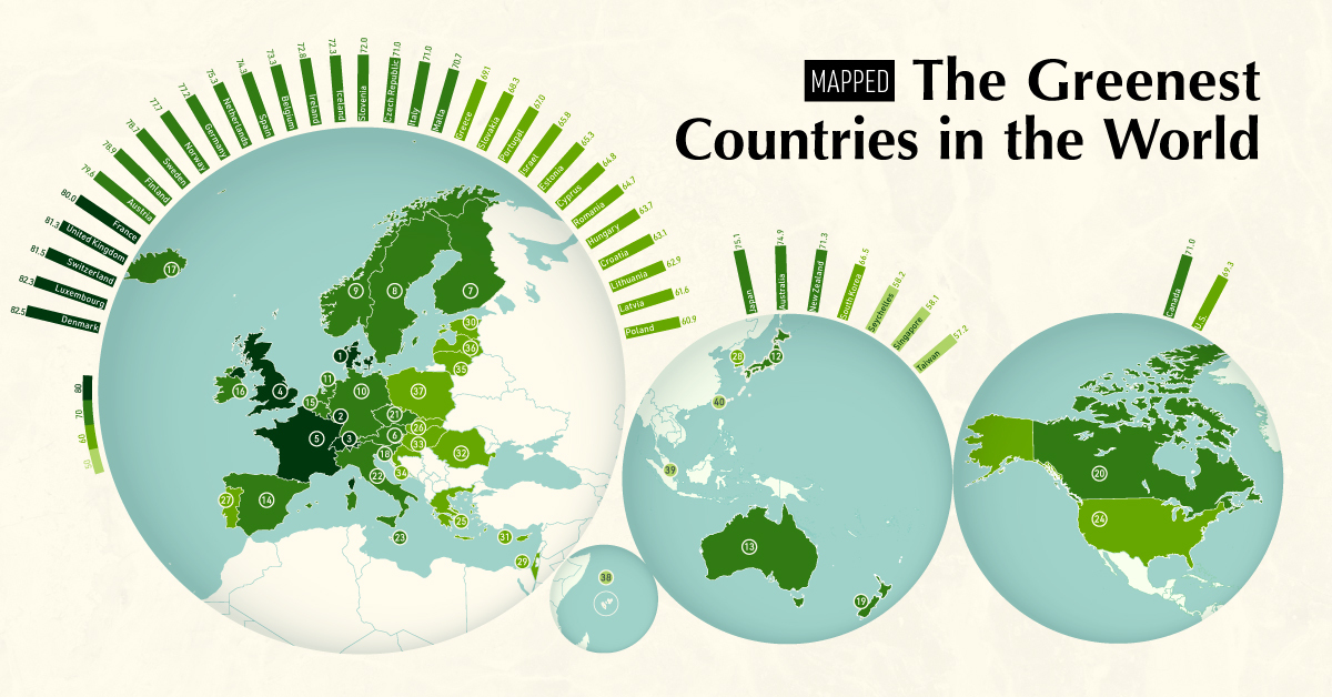 Mapped: The Greenest Countries in the World, Ranked