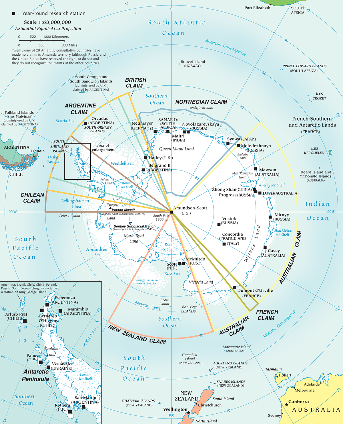 antarctic territorial claims map