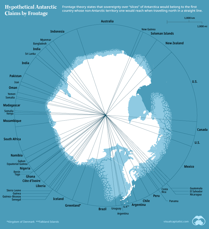 reclamaciones hipotéticas de territorios fronterizos de la Antártida