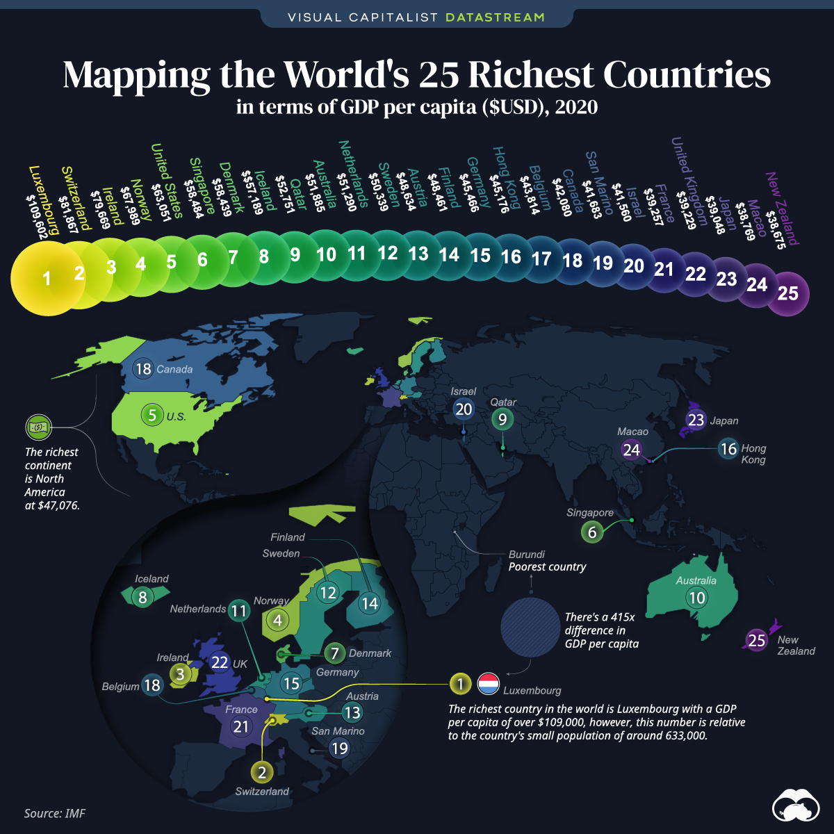 Mapped The 25 Richest Countries in the World Visual Capitalist Licensing