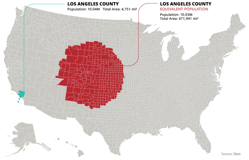 los angeles county population density equivalent map